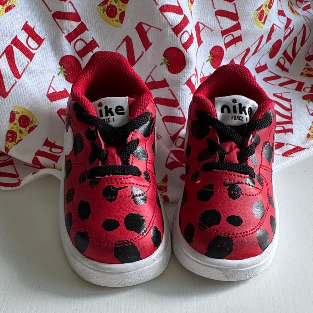 Nike Kids Red and Black Polka Dot Sneakers